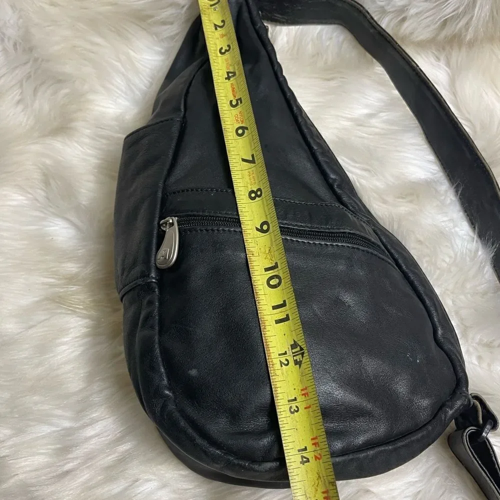 Ameri bag USAvintage Healthy Back sling back  Black Leather silver tone hardware